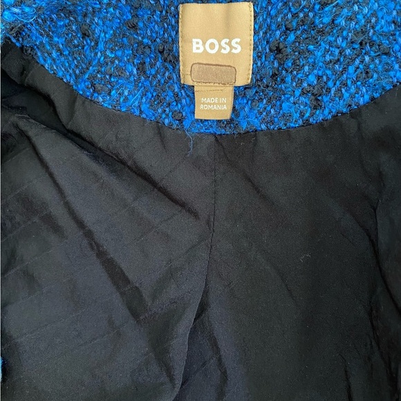 Boss Janoa Jacket Blazer in Blue Black Tweed Size 8 - Picture 9 of 11